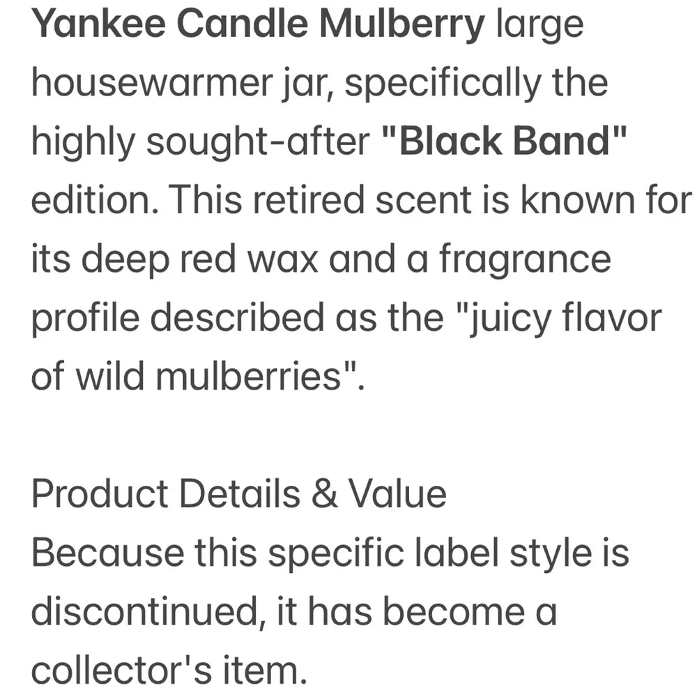 Yankee Candle Jar Mulberry Scent Rare Vintage Black Label Burgundy Red 22 Oz